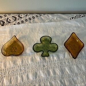 Vintage Glass spade, club diamond card them Decor Set - Amber and Green
